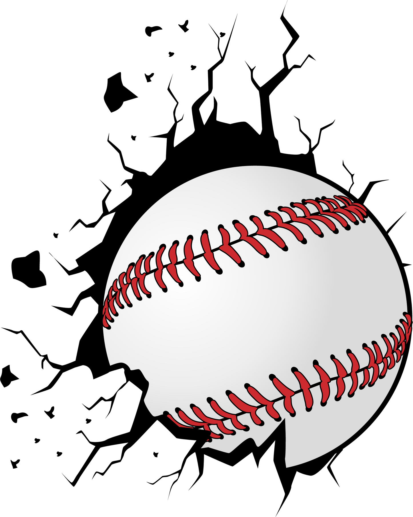Add on Logo 5" Baseball Breaking Through