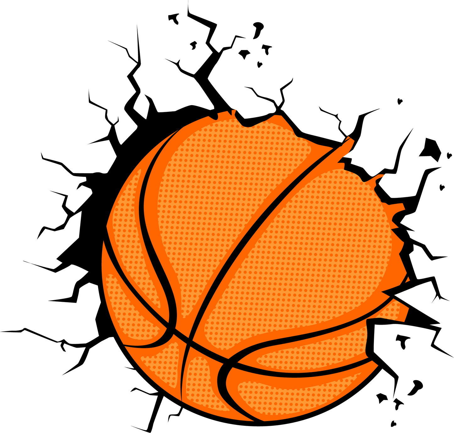 Add on Logo 5" Basketball Breaking Through